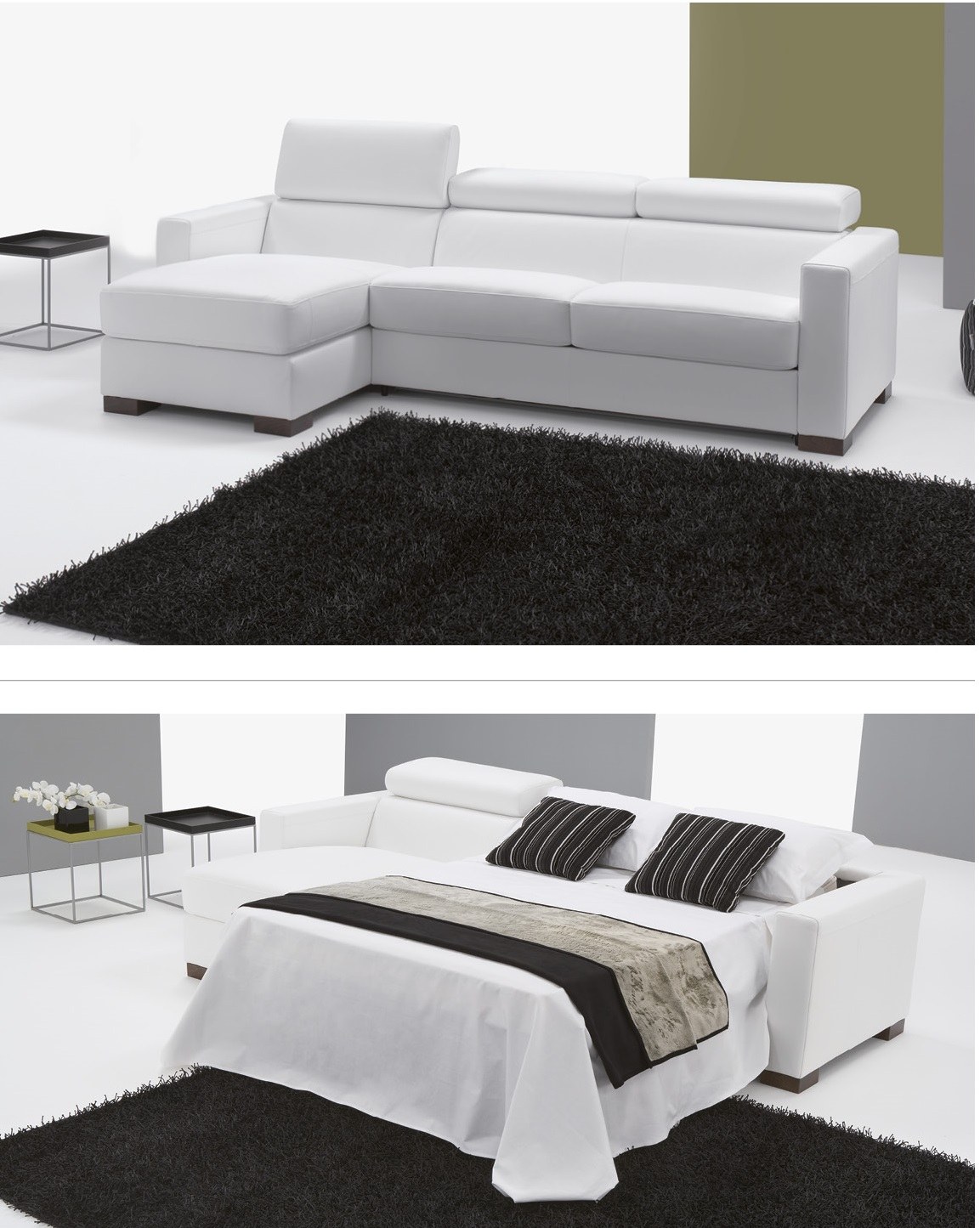 Schlafsofa Dini – als Sofa und ausgeklappt als Bett