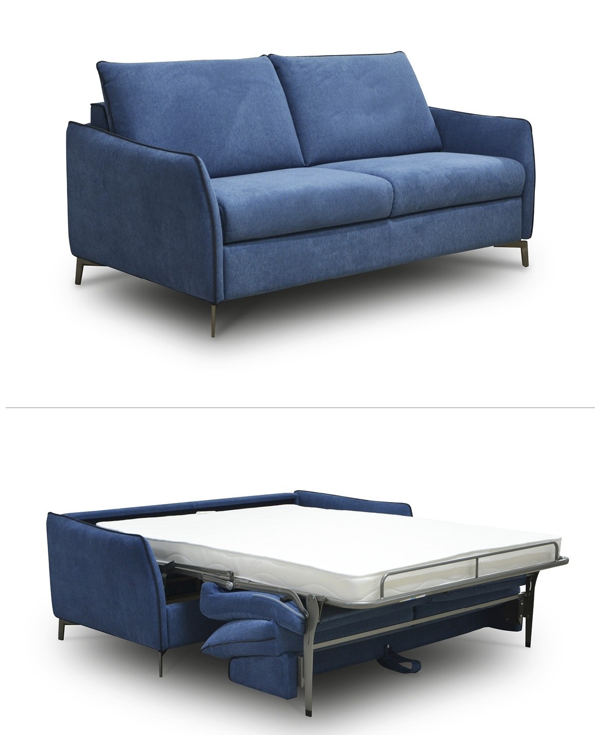 Schlafsofa Figo – als Sofa und ausgeklappt als Bett