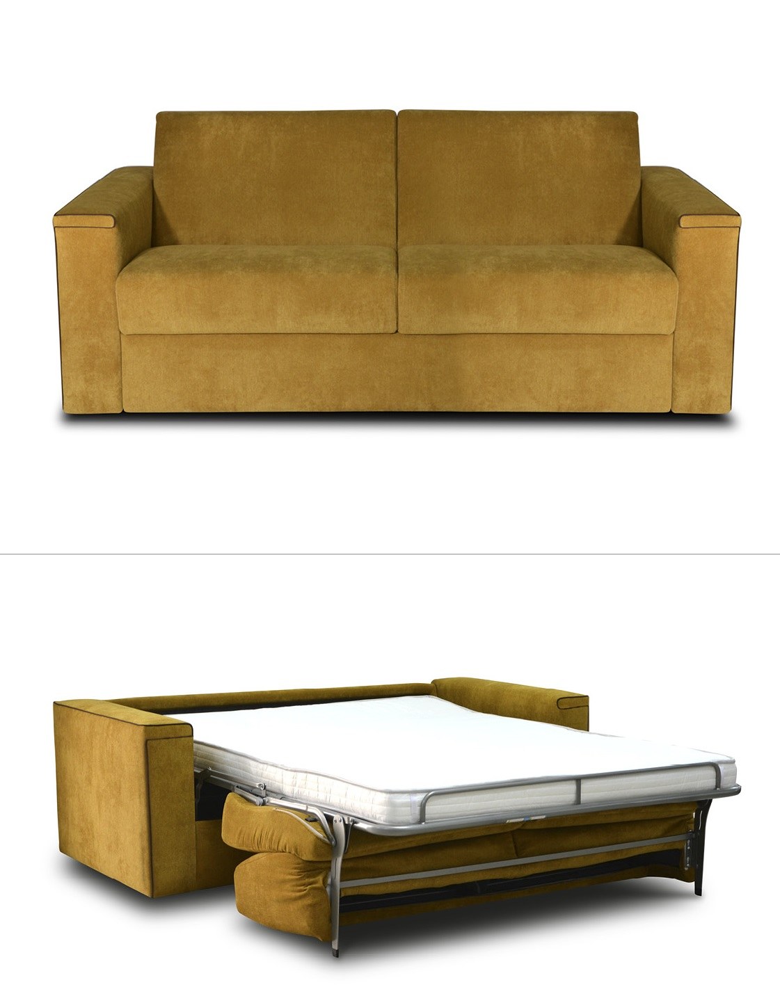 Schlafsofa Gene – als Sofa und ausgeklappt als Bett