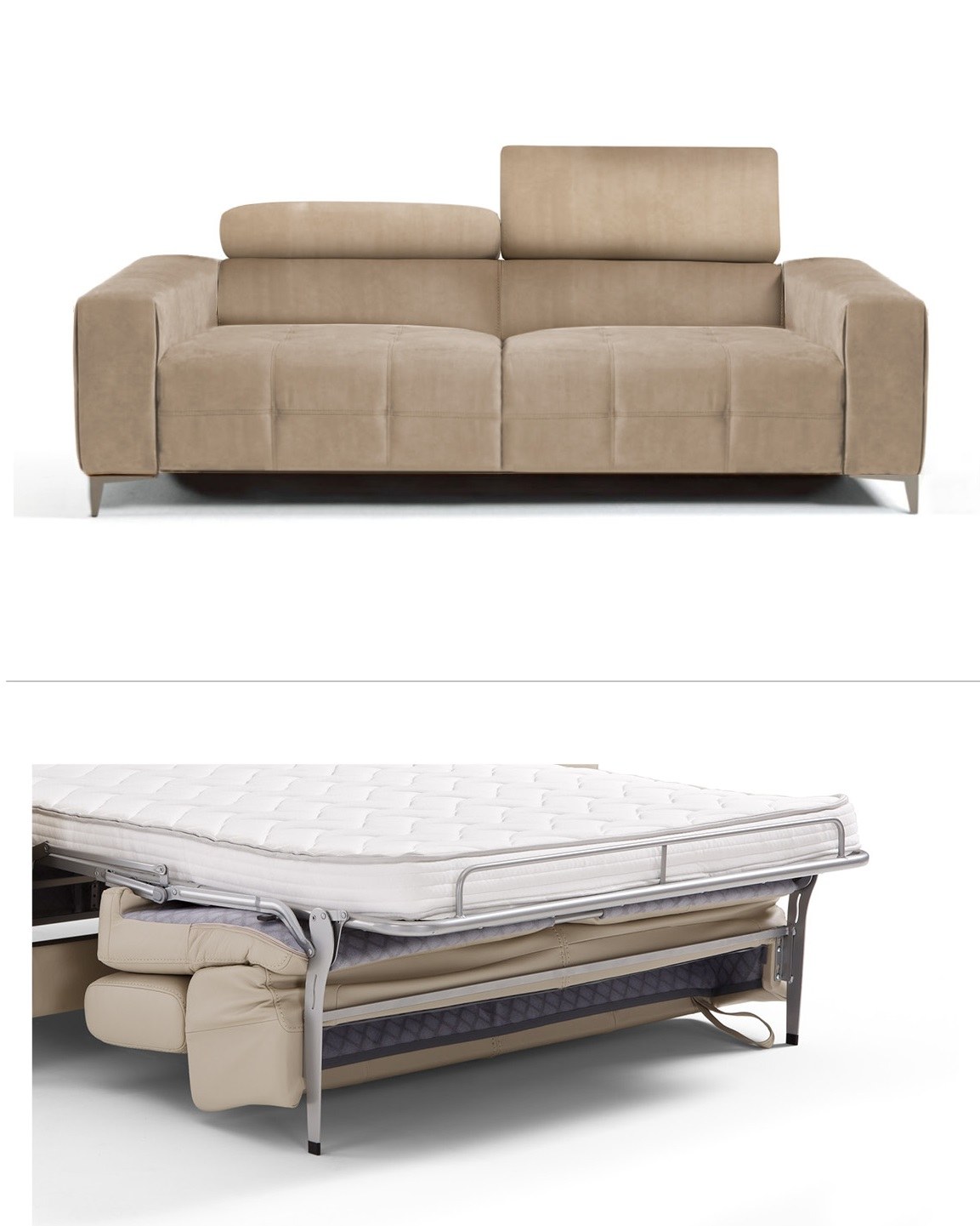 Schlafsofa Gioè – als Sofa und ausgeklappt als Bett