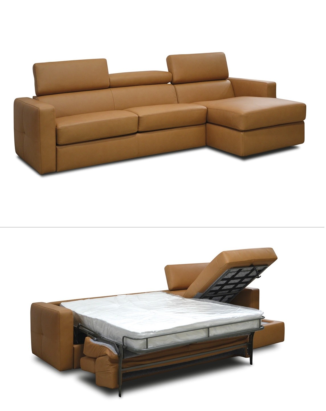 Schlafsofa Happy – als Sofa und ausgeklappt als Bett