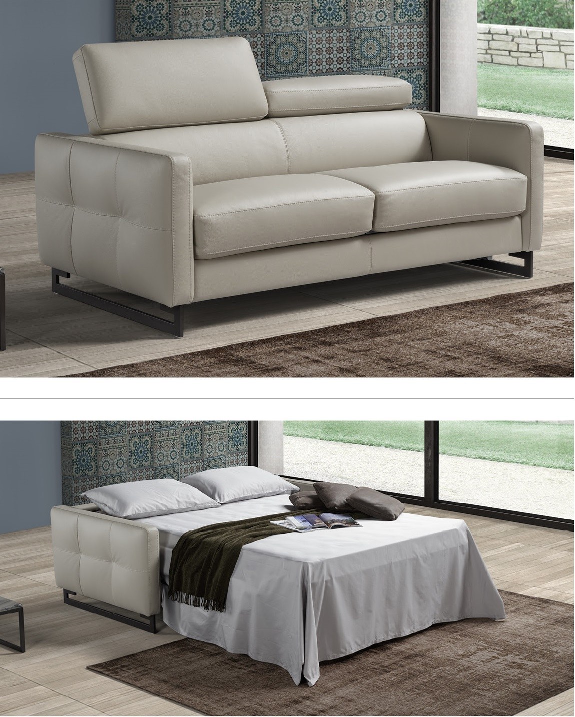 Schlafsofa Mal – als Sofa und ausgeklappt als Bett
