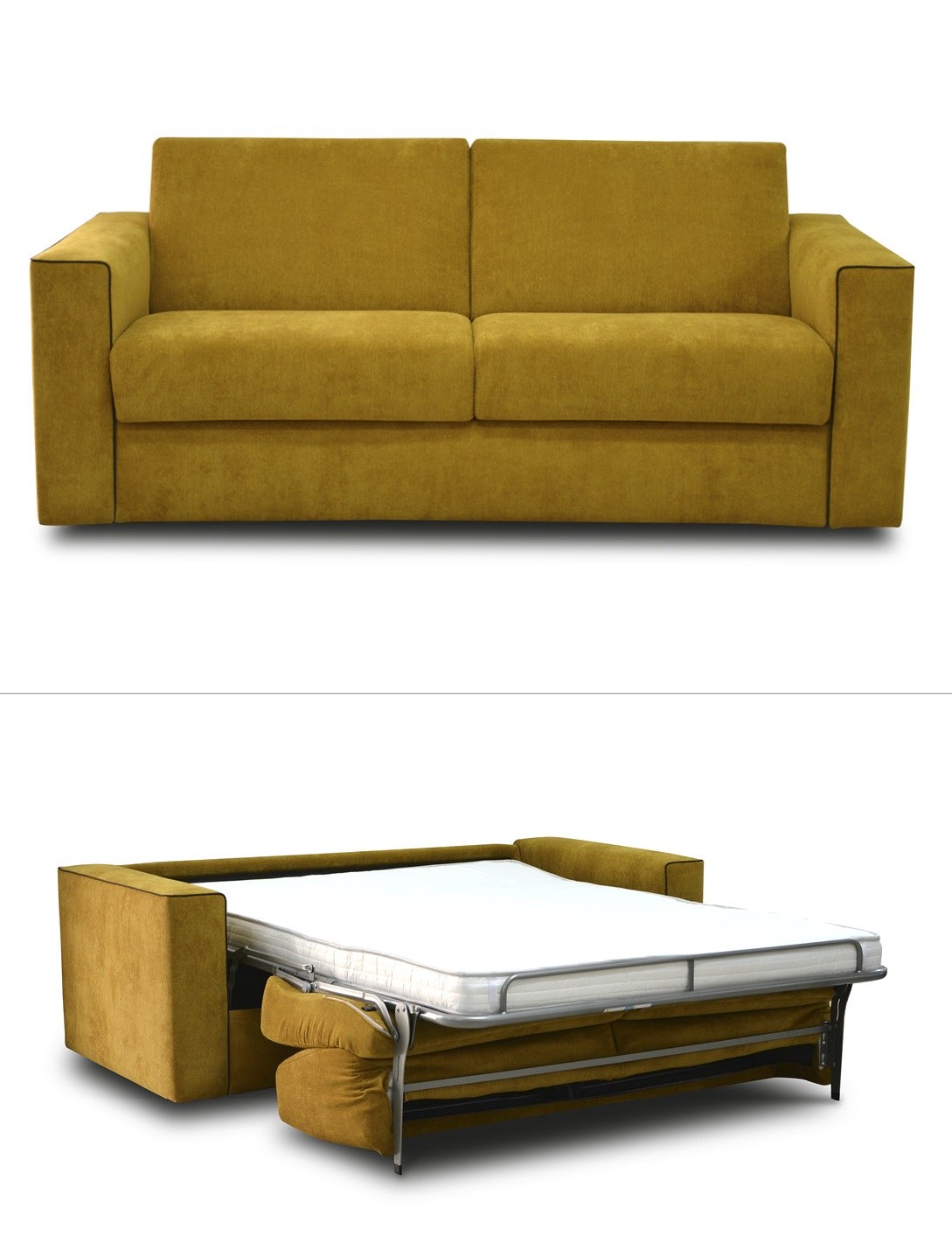 Schlafsofa Mango – als Sofa und ausgeklappt als Bett