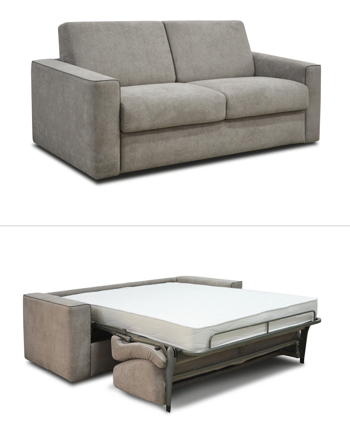 Schlafsofa Urban – als Sofa und ausgeklappt als Bett